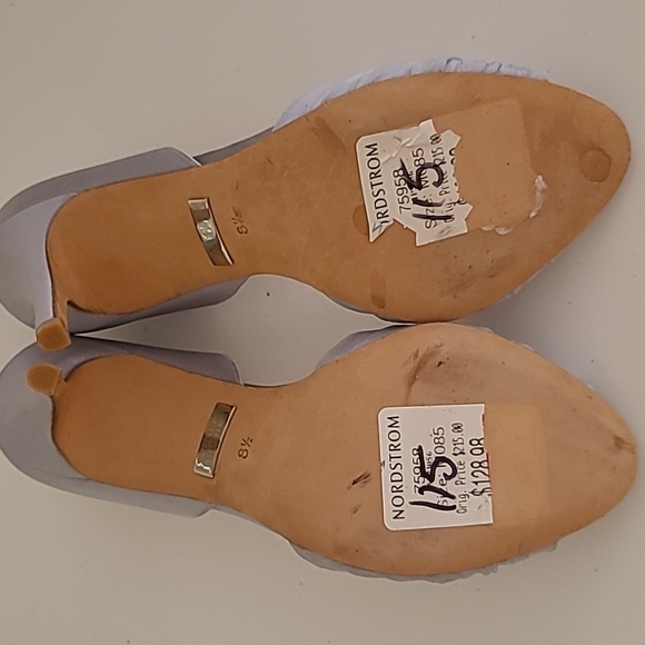 Bagley Mischka Musica Blue Satin Love Knot Open Toe Heels - Picture 6 of 16